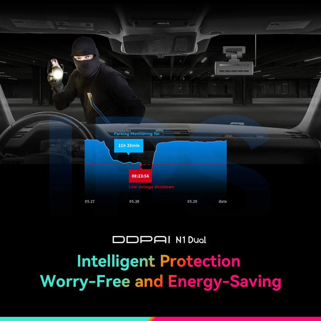 DDPAI Dash Cam N1 Dual Front & Rear Recording NightVIS 1296P Dash Cam Recorder Car DVR App Control - Magic Electronics