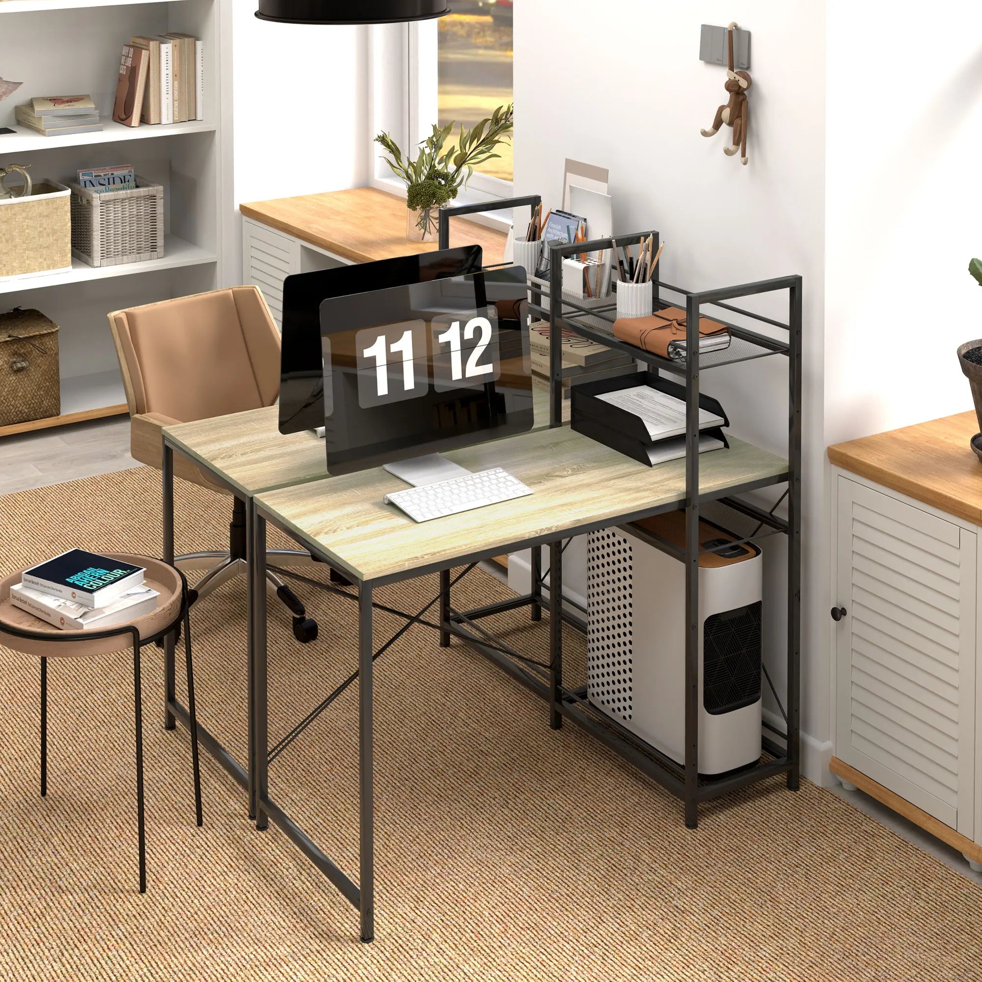 Homcom Desk with Reversible Shelf 110X53X115.5 cm Oak and Black Magic Electronics Sefadff8f547d456fbc0b6e6de48c3cd2j