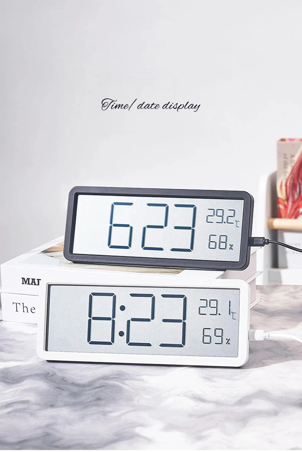 LCD Screen Digital Wall Clock Time Temperature Humidity Time Display Electronic Clock Desktop Digital Clock Battery Powered Magic Electronics Sf19b140ba93c4df090486ab3f4cc2f68D