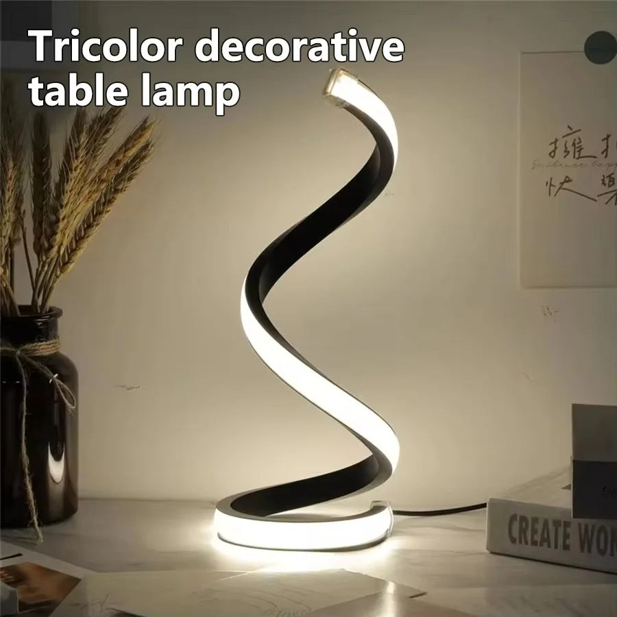 Creative Spiral LED Night Light 3 Colors Dimmable Desk Lamp Reading Light for Living Room Office Desk Bedroom Bedside Decor - Magic Electronics