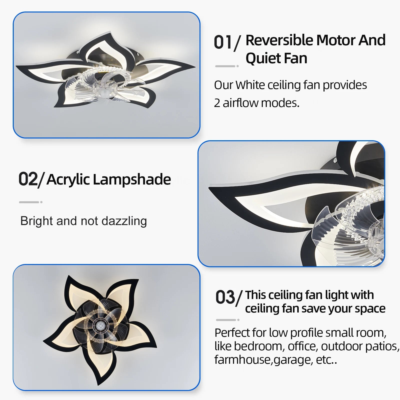 IRALAN Modern Ceiling Fans With LED Lights Remote Control Smart Switch Lotus Five Heads Ceiling Fan With Light Home-Appliance - Magic Electronics