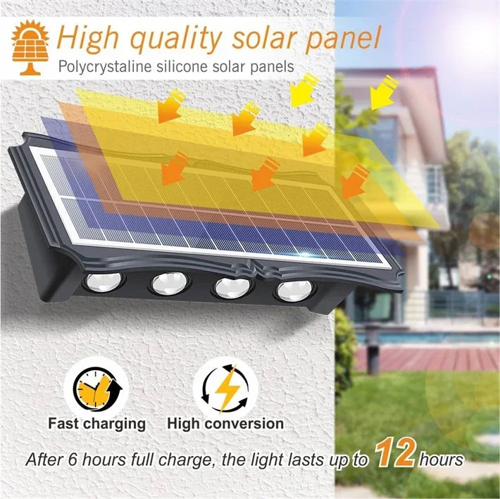 Solar LED Light Wall Lamp Outdoor Waterproof High Brightness Up And Down Luminous Lighting for Outdoor Garden Decoration - Magic Electronics