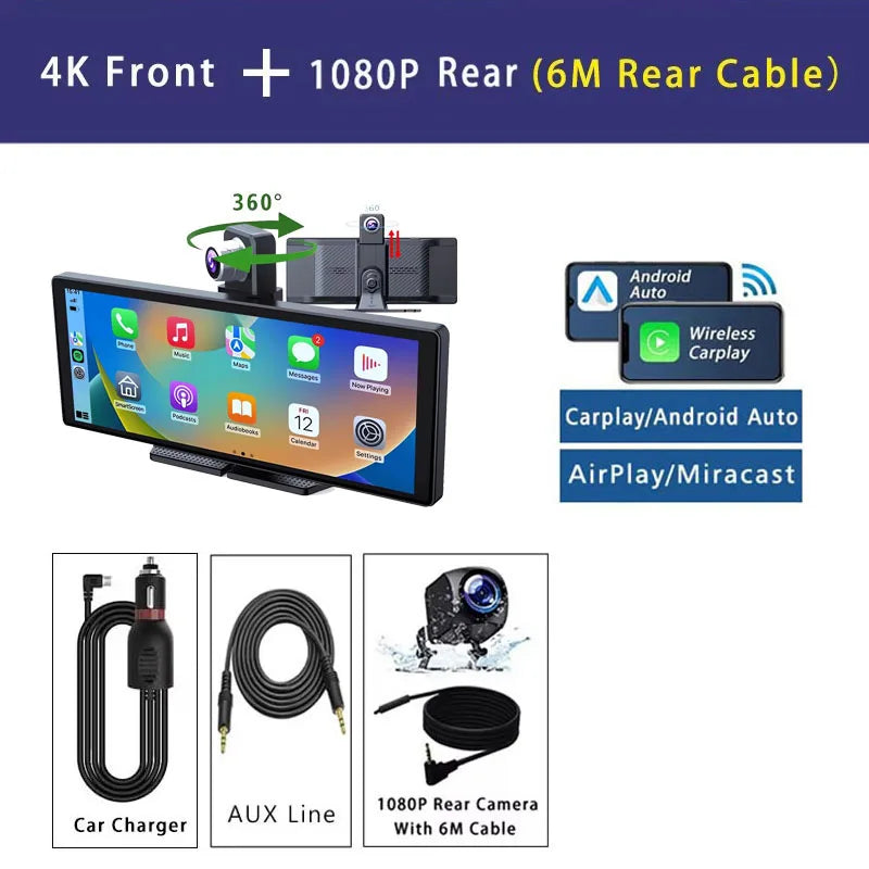 10.26 Inch 4K 3840*2160P Car Dvr Carplay Android-Auto Dash Cam Cabin GPS 5G WIFI FM BT Dual Lens Camera Dashcam Drived Record QY28-6M 1080 Rear Magic Electronics Sf4becc8d0ad54dda9efb9d71e58c068dg QY28-6M 1080 Rear