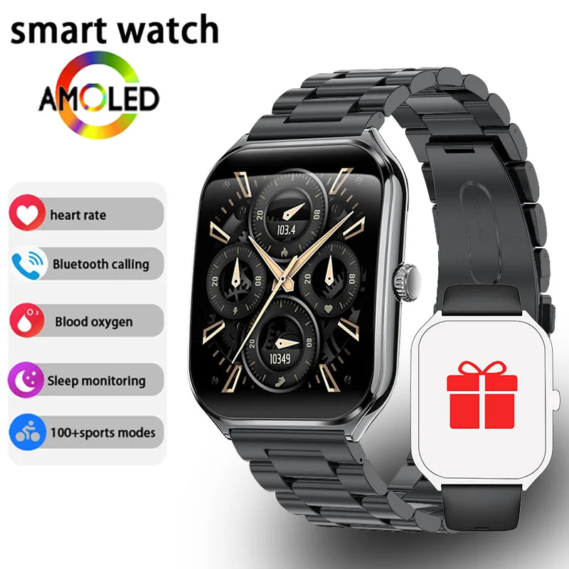 New Ultra Thin Smart Watch men 1.96" AMOLED 360*360 HD Pixel Display Always Show Time Call Reminder Smartwatch Ladies For huawei Black steel strip Magic Electronics Sf5a3c84b55fe4c14a676a95dce048517y Black steel strip