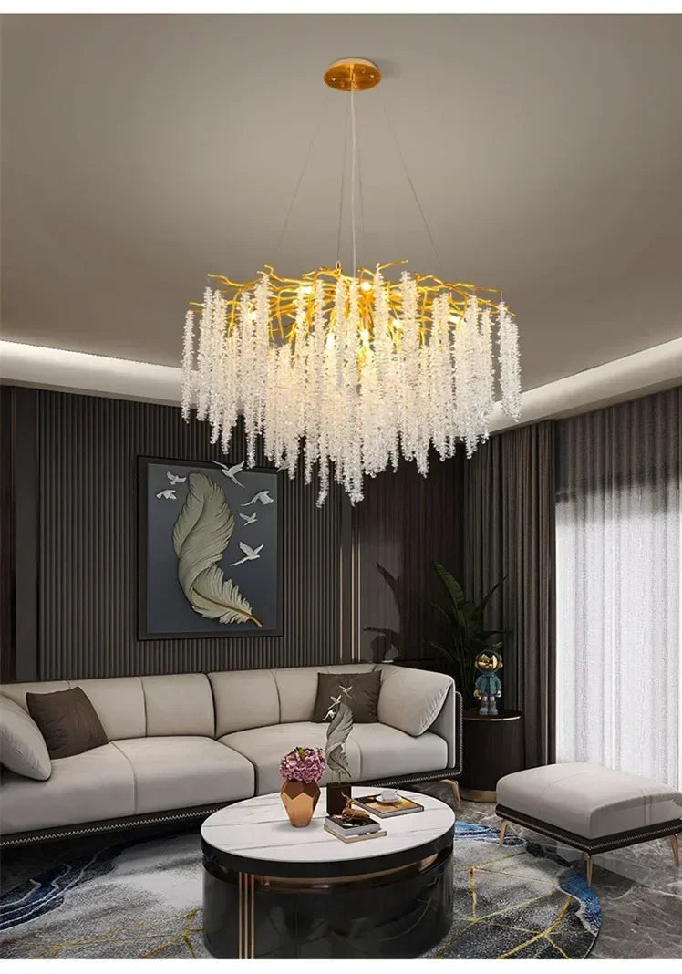 Modern Luxury Gold Branch Tassel Crystal LED Pendant Light Dining Room Living Room Indoor Home Decoration Atmosphere Fixtures Magic Electronics Sf6a41eba11de4adcb74a4049bd4f5cc7S