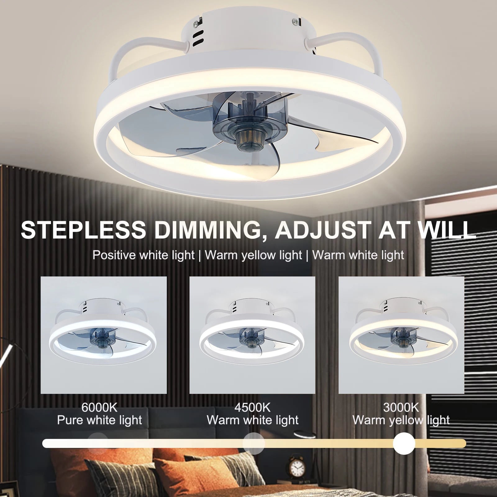LED Ceiling Light Fan With Remote Control Lamp For Living Room Bedrooms Fans For Large House Decoration Home Lighting Fixtures