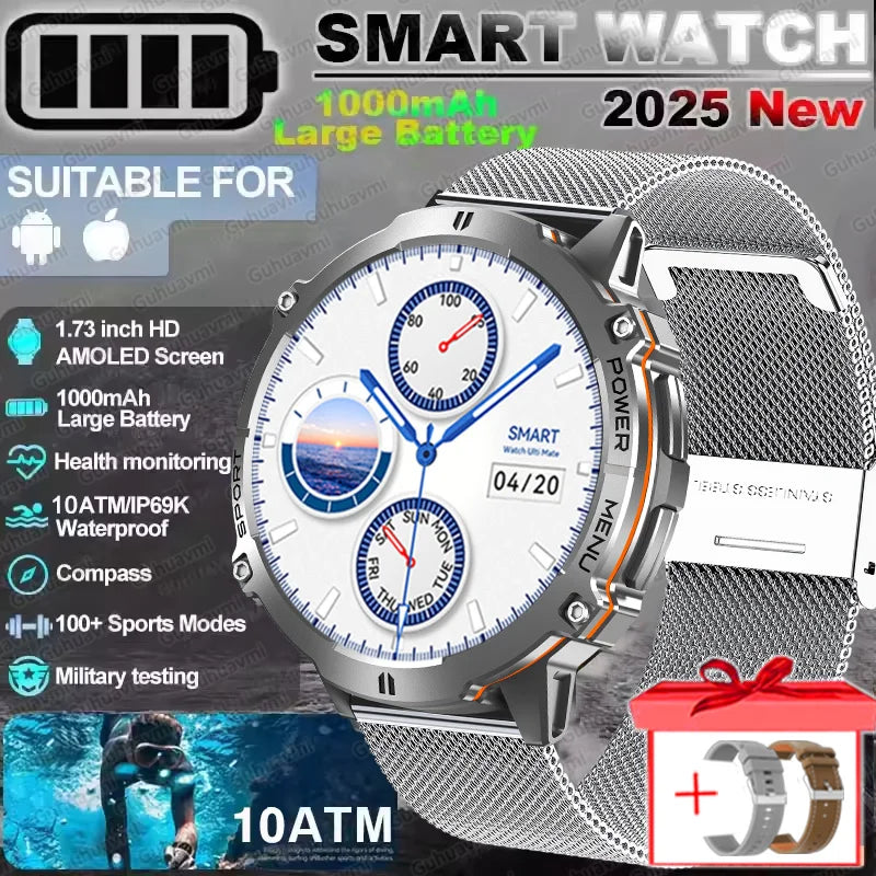 2025 Original TANK X3 Ultra 1000mAh Battery Smart Watch Men GPS Outdoor Sports Fitness Smartwatch 10ATM Waterproof Swim Watches Silver Mesh Belt 2 Original Box Magic Electronics Sf87579cd139c479cb0fbbfc8e29edc513 Silver Mesh Belt 2 Original Box