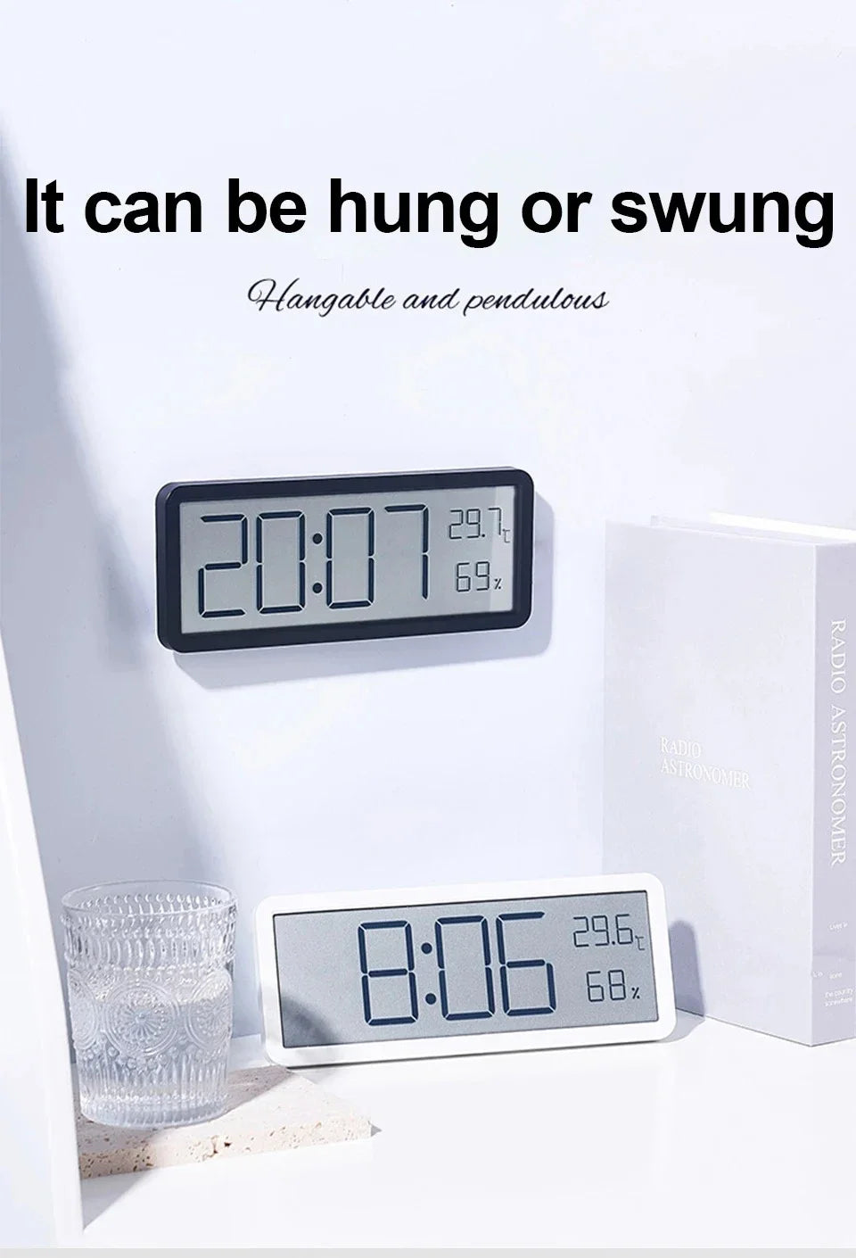 LCD Screen Digital Wall Clock Time Temperature Humidity Time Display Electronic Clock Desktop Digital Clock Battery Powered Magic Electronics Sf880c716de444ec08fb82025f46ccad8k