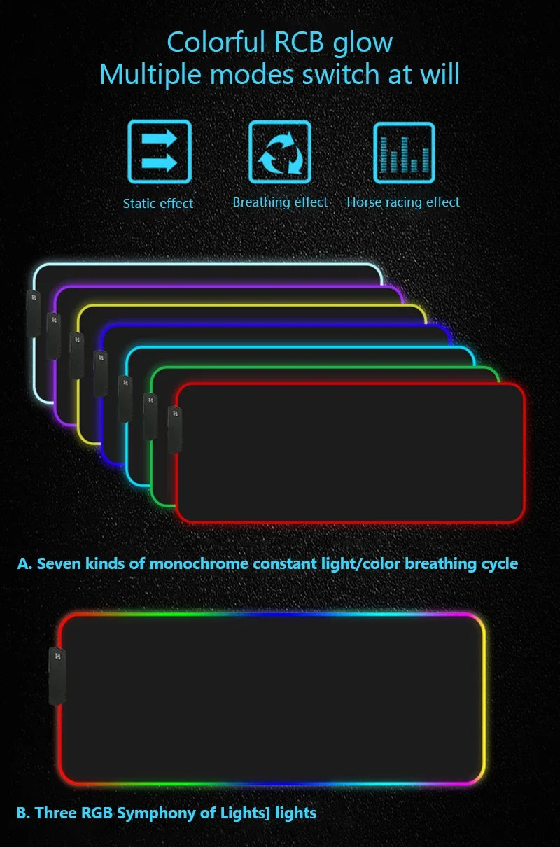 RGB G-Gengar Mousepad Pokemon LED Purple Mouse Pad Gaming Accessories Ghost Big Extended Keyboard Carpet PC Anime Desk Mats Magic Electronics Sf8966dfad32d41629d8f2981716f90e9d