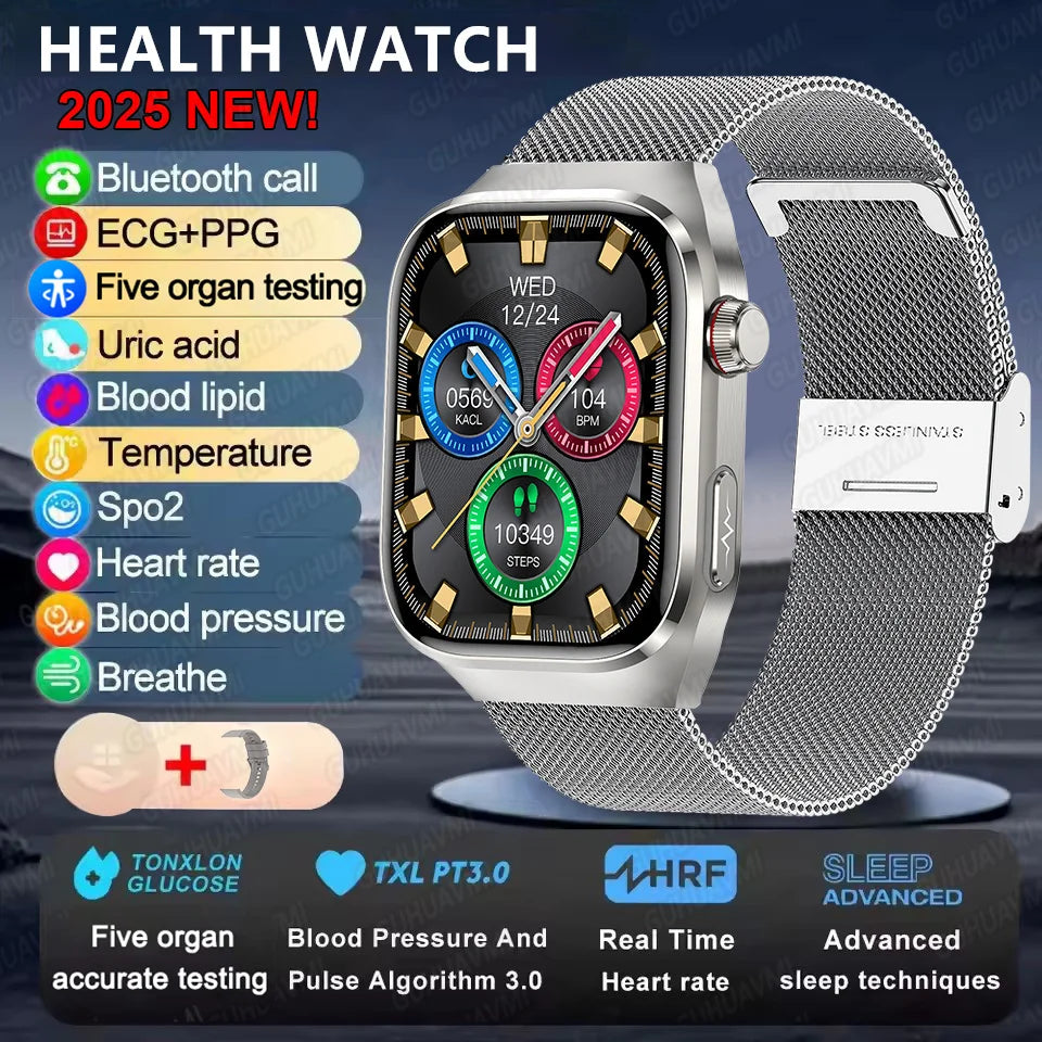 2025New Micro Physical Examination Smart Watch For Men Uric Acid Body Fat Five Organ Health Watches Bluetooth Call SmartBracelet Silver Mesh Belt AI Health report Magic Electronics Sf9855148f6464bcf960cccda3ed44048p Silver Mesh Belt AI Health report