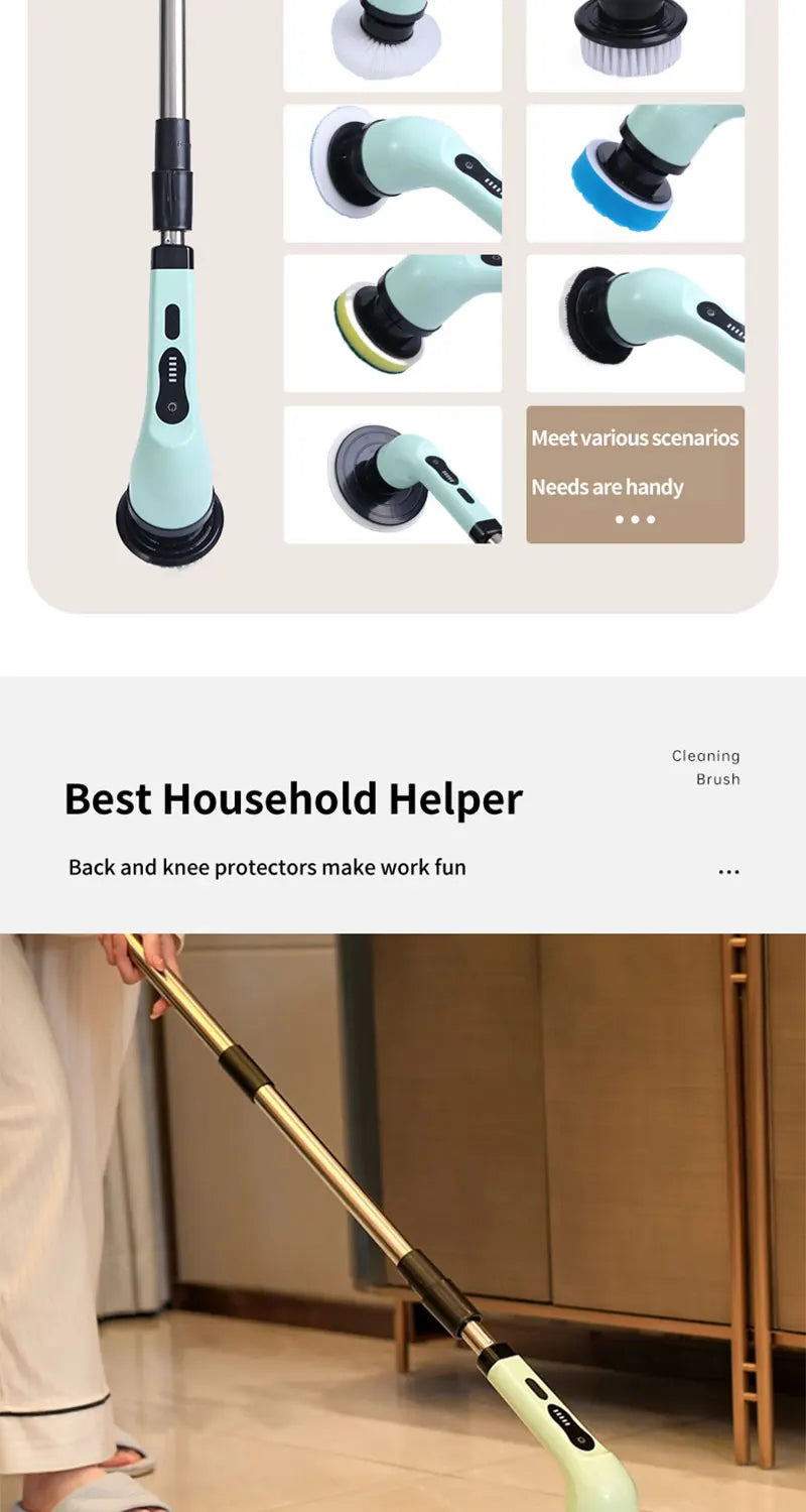 Electric Bathroom Cleaning Brush 9-in-1 Wireless Household Rotation Cleaning Brush for Bathroom Kitchen Toilet Cleaning Scrubber Magic Electronics Sf9a1534d50df4440952ac7b50757b29d7