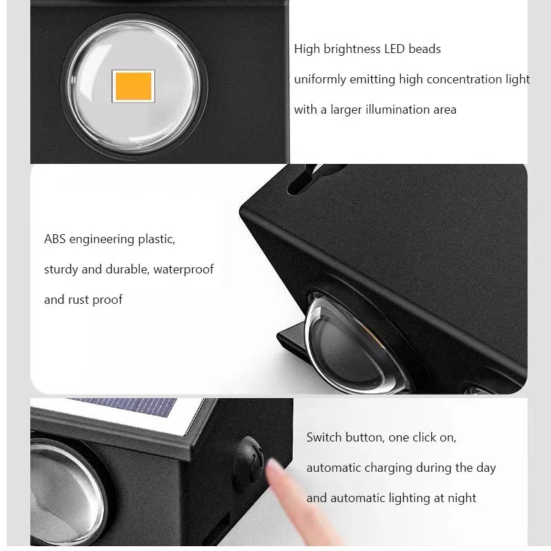 4/6/8LEDs Solar Wall Lamp Yard Street Decor Light Outdoor Waterproof Up and Down Luminous Lighting Garden Landscape Lamp - Magic Electronics
