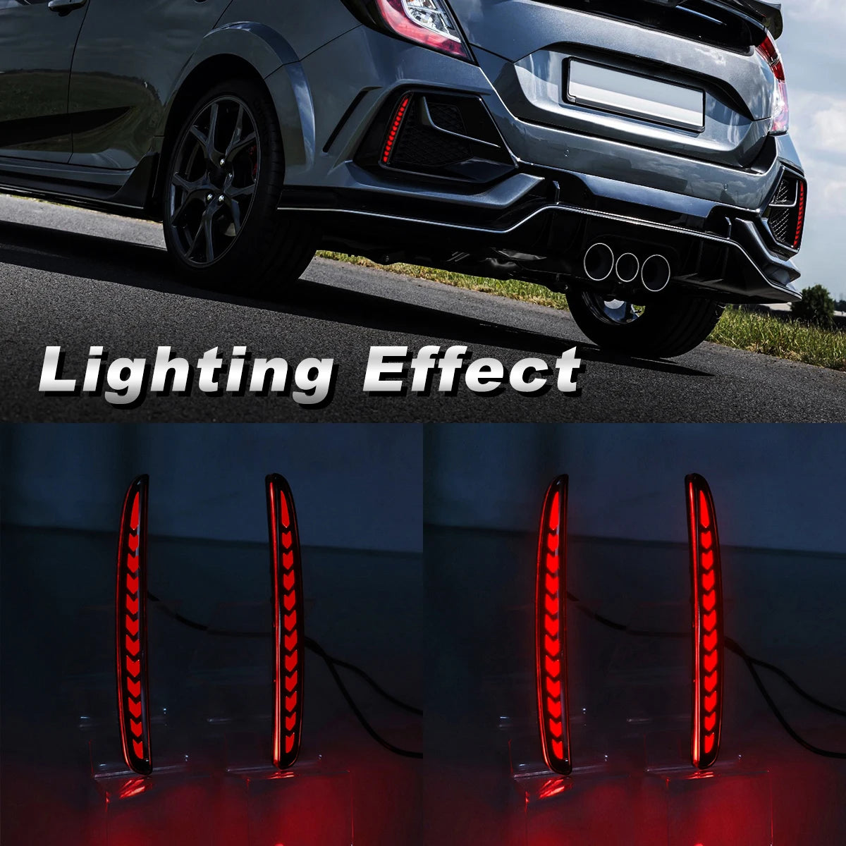 For Honda Civic Type-R Sl Hatchback 2016 2017 2018 2019 2020 LED Rear Bumper Reflector Lights Brake Dynamic Turn Signal Lamps Magic Electronics Sfa76586a70a94d2c9047dbe16931ff5eo