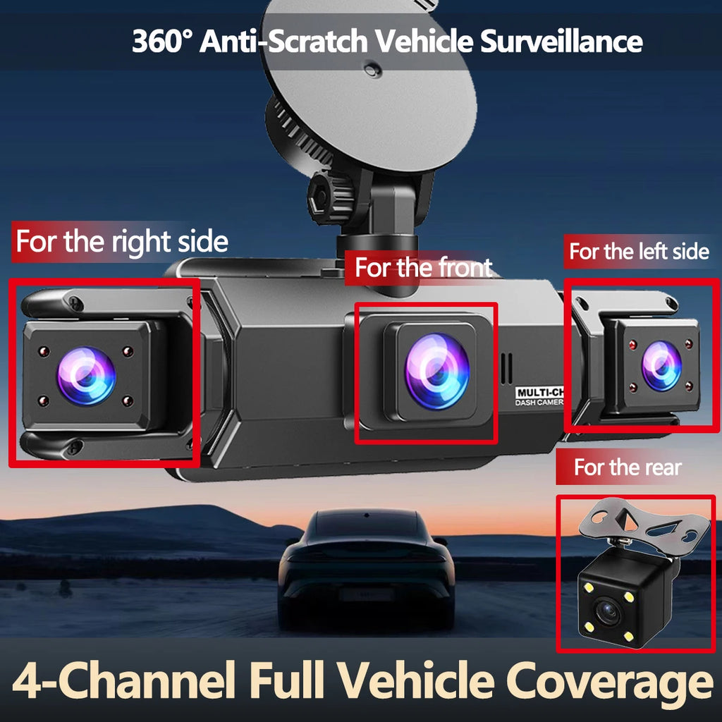 Dash Cam 4Channel 360° Car Camera Black Box 128G Front Left Right Rear View Car DVR Video Recorder G-Sensor 24H Parking Monitor Magic Electronics Sfa80fd313f054f2a81d6ae4702440e2eF
