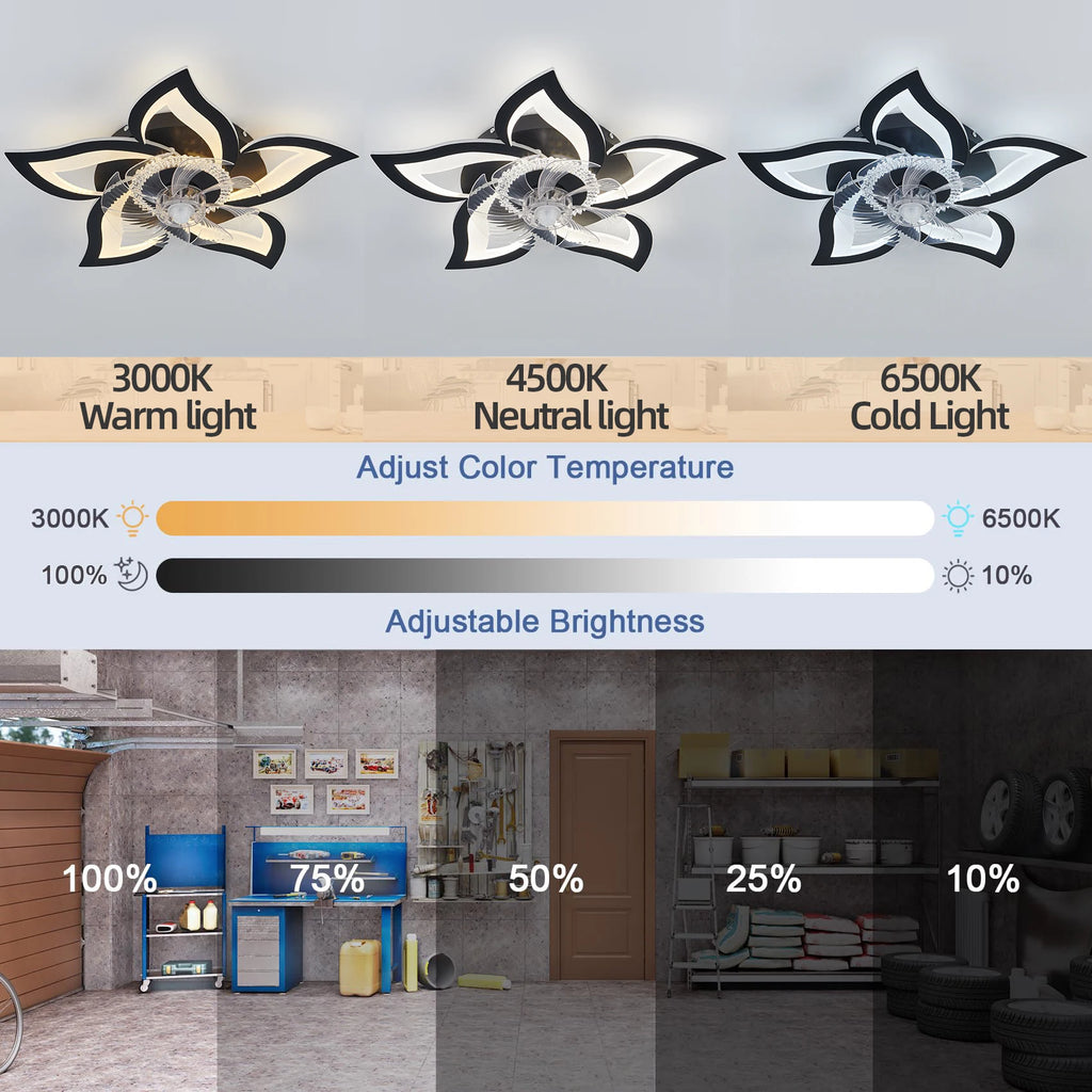 IRALAN Modern Ceiling Fans With LED Lights Remote Control Smart Switch Lotus Five Heads Ceiling Fan With Light Home-Appliance - Magic Electronics