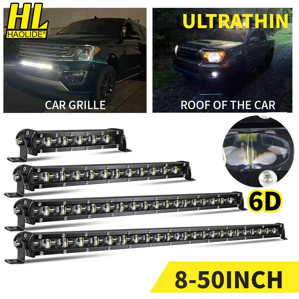 HAOLIDE 6D 7inch 14inch 20inch 26inch 38inch 50inch 1 Row Utral Slim Led Light Bar Driving Light 6000k White for Offroad SUV UTV Magic Electronics Sfb41553457c3417e8b9b8a2236e634a6E