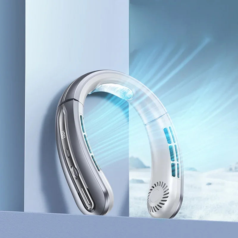 Lenovo Hanging Neck Fan Digital Display Power Ventilator Bladeless Neckband Fan Mini Air Cooler USB Rechargeable Electric Fans