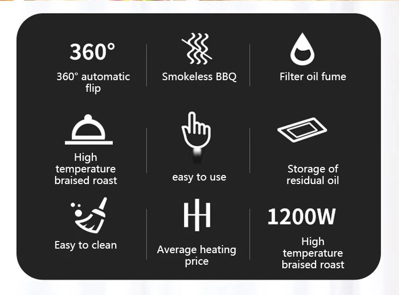 Barbecue Grill Household Automatic Rotating Skewers Machine Smokeless Rotary Electric Grill 220V/1200W Barbecue Grill Magic Electronics Sfd84e2616fc04d3bbf6b16d75df688b7e