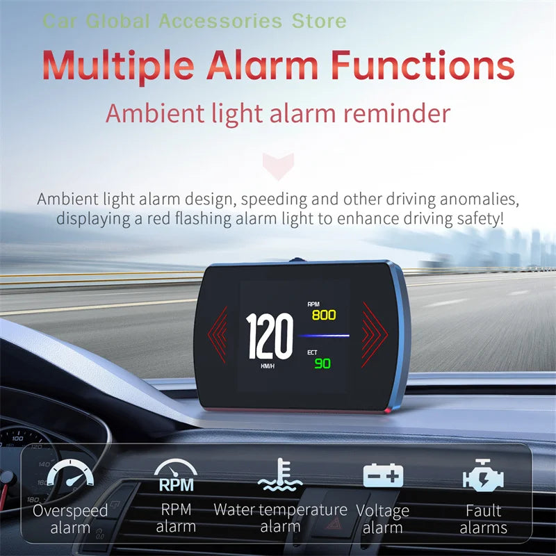 P12S Car OBD2 Head Up Display Dual System For HUD OBD Car Gauge Smart Digital Meter Speed Fuel Read Fault Code Driving Computer Magic Electronics Sfda00861cab0475b99eda6fd2305ce81M