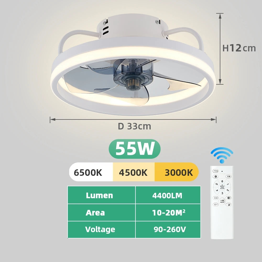 LED Ceiling Light Fan With Remote Control Lamp For Living Room Bedrooms Fans For Large House Decoration Home Lighting Fixtures