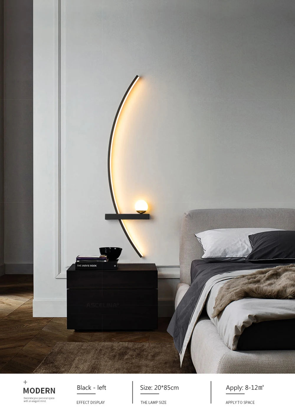 Smart LED Wall Lamp 55/105CM Remote Control Left Right Lighting Bedside Wall Sconces Bedroom Living Room Home Led Lights Lustre Magic Electronics Sfe2a90fe33394961bd8c9d1aba56f093k