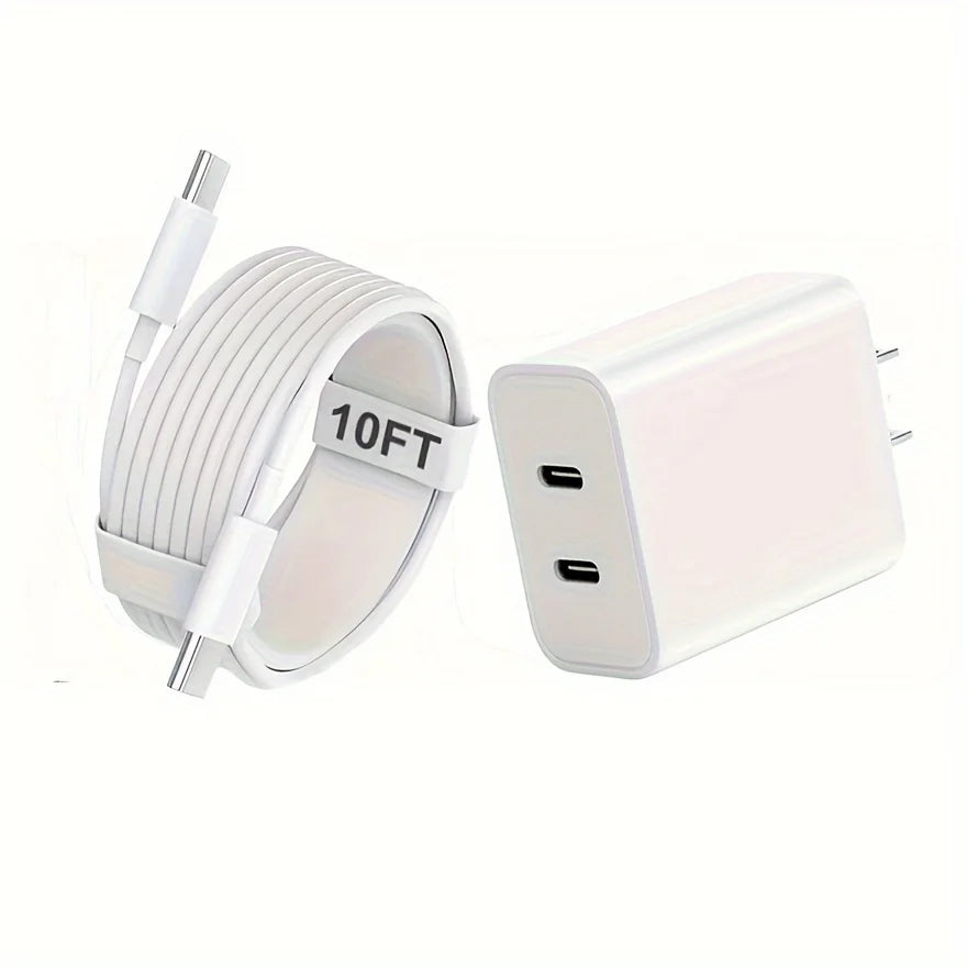 For IPhone16 Fast Charging, 20W Dual Port USB C Charger With 10FT USB C Fast Charging Cable For IPhone 15 Pro Max/15 Pro/15 Plus - Magic Electronics