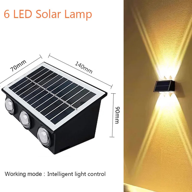 4/6/8LEDs Solar Wall Lamp Yard Street Decor Light Outdoor Waterproof Up and Down Luminous Lighting Garden Landscape Lamp - Magic Electronics