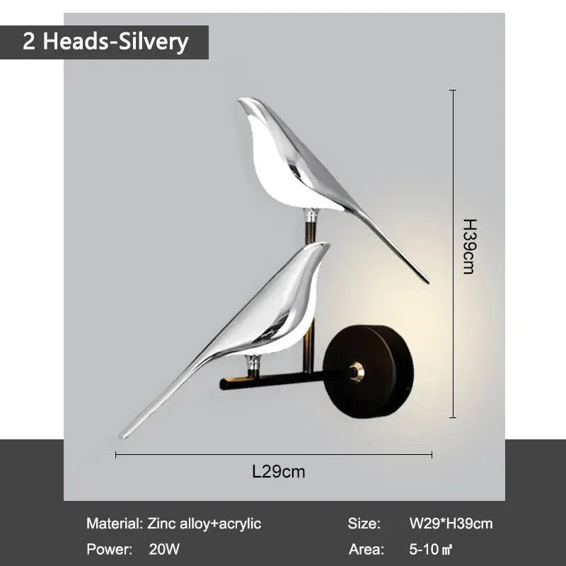 LED Gold Silver Magpie Bird Pendant Light Chandelier for Bedroom Living Room Indoor Hanging Lamp AC110v 220v Drop Shipping Silver-2 Heads Magic Electronics Sfeb4be78658f4b01a818f129313fd4b4v Silver-2 Heads