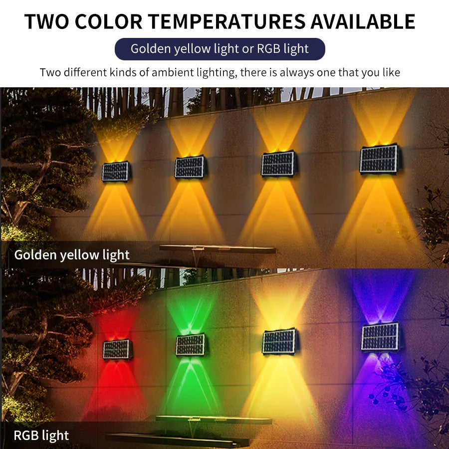 Solar LED Light Wall Lamp Outdoor Waterproof High Brightness Up And Down Luminous Lighting for Outdoor Garden Decoration - Magic Electronics