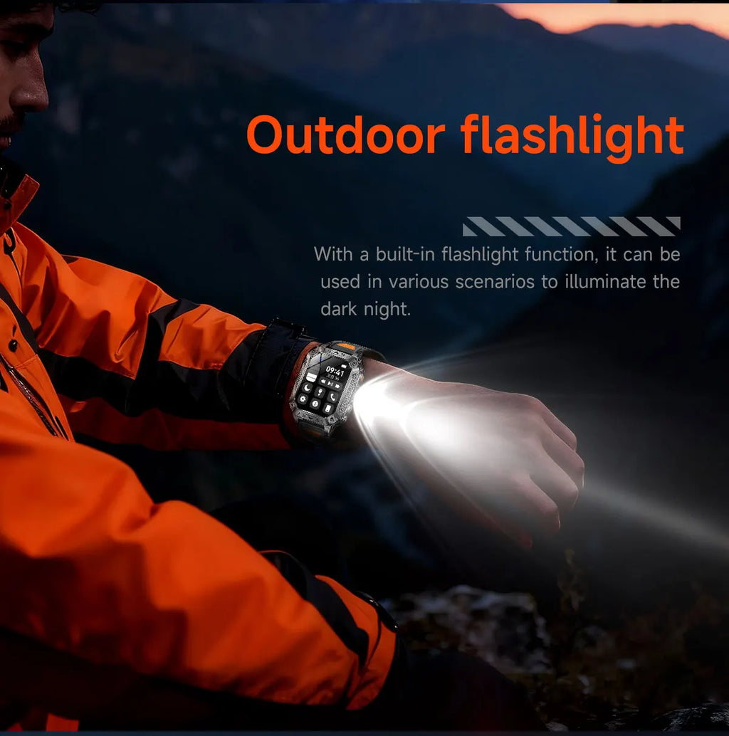 2026 Military outdoor SmartWatch Fitness Clock Men 2.01 inch AMOLED Screen 1400mAh Battery Flashlight Call Waterproof Smart Band Magic Electronics Sffdf9d5aa0dd46da85cd055f214d16d7x