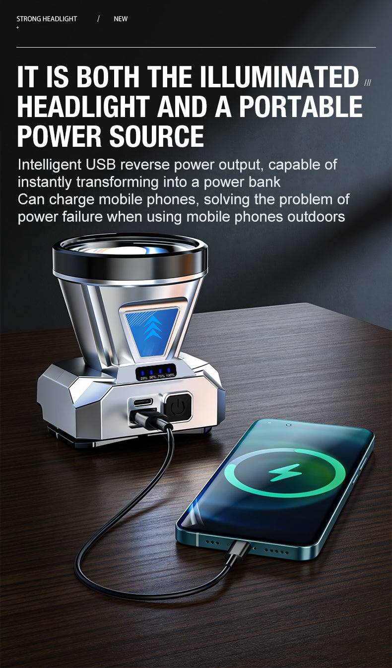 Headlight strong light charging super bright head mounted lighting ultra long endurance outdoor night fishing mining light small - Magic Electronics