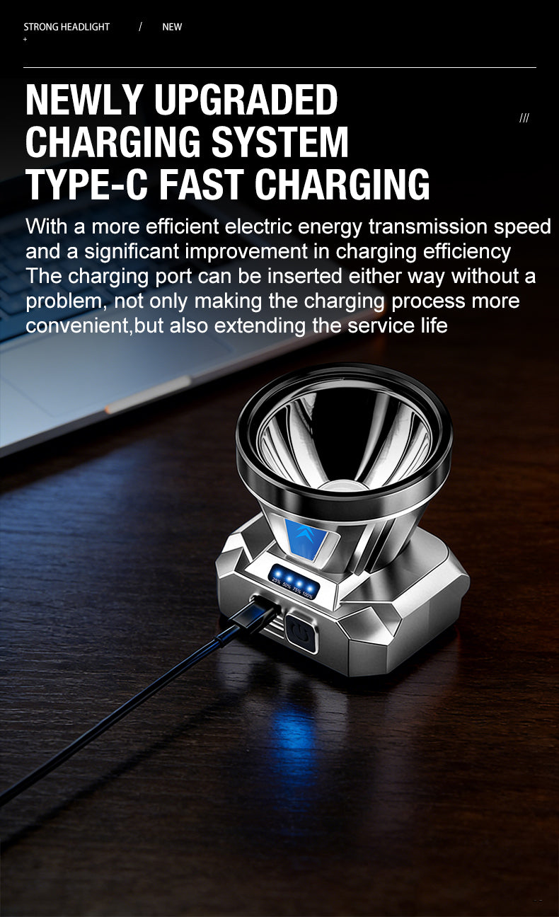 Headlight strong light charging super bright head mounted lighting ultra long endurance outdoor night fishing mining light small - Magic Electronics